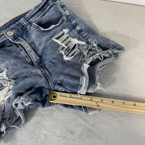 American eagle Shorts 6‎ Blue Denim distress hi-rise shortie Festival Summer - Picture 9 of 9